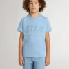 Chemise bleu clair pour garçon avec imprimé