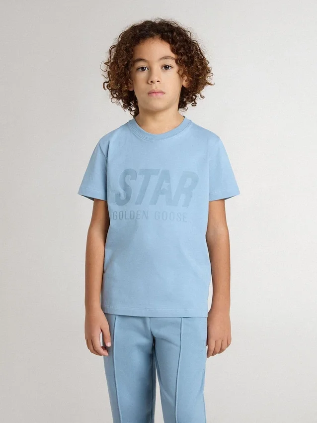 Chemise bleu clair pour garçon avec imprimé