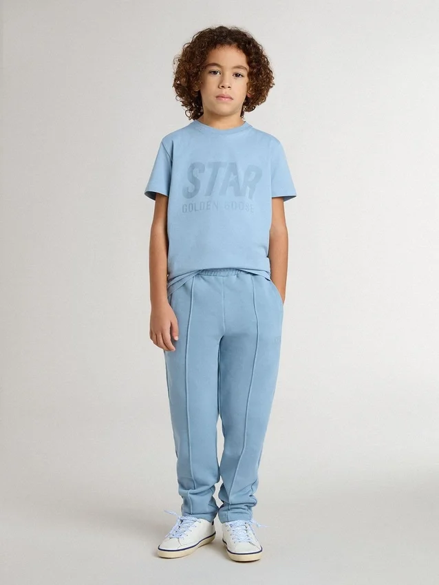 Chemise bleu clair pour garçon avec imprimé