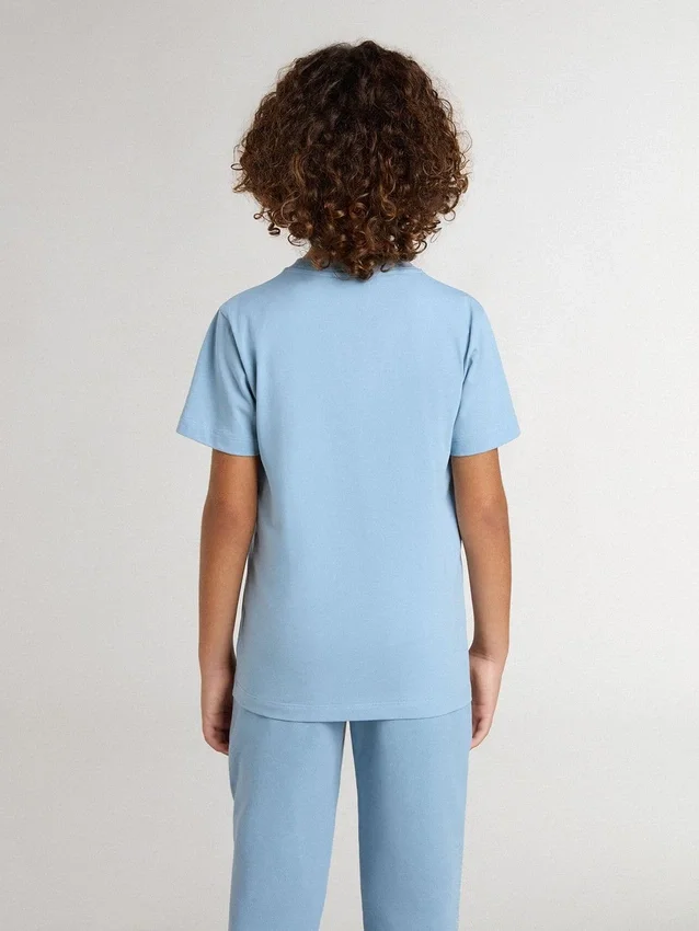 Chemise bleu clair pour garçon avec imprimé