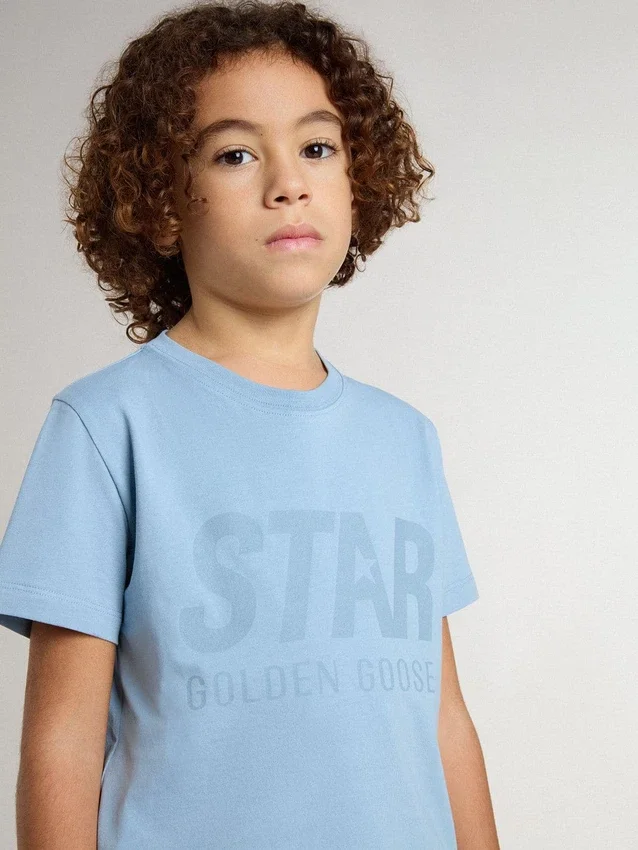Chemise bleu clair pour garçon avec imprimé