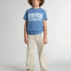 Chemise bleu pour garçon avec imprimé blanc