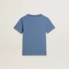 Chemise bleu pour garçon avec imprimé blanc