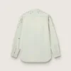 Chemise « boyfriend » délavée pour femme, ornée de cristaux cabochons
