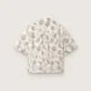 Chemise carrée en coton pour femme à imprimé floral noir et blanc
