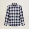 Chemise à carreaux bleus et blancs pour garçons avec imprimé dans le dos