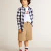 Chemise à carreaux bleus et blancs pour garçons avec imprimé dans le dos