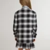 Chemise à carreaux noirs et blancs pour enfant avec broderies blanches