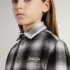Chemise à carreaux noirs et blancs pour enfant avec broderies blanches