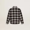 Chemise à carreaux noirs et blancs pour enfant avec broderies blanches