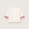 Chemise court pour femme en coton blanc avec imprimé et broderie