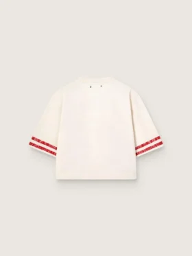 Chemise court pour femme en coton blanc avec imprimé et broderie