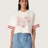 Chemise court pour femme en coton blanc avec imprimé et broderie