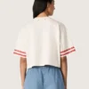 Chemise court pour femme en coton blanc avec imprimé et broderie