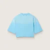 Chemise court pour femme en jersey de coton bleu clair avec imprimé graphique
