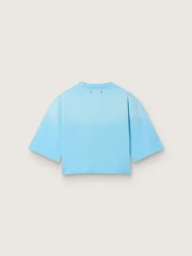 Chemise court pour femme en jersey de coton bleu clair avec imprimé graphique
