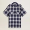 Chemise courte pour femme avec motif damier en 3D et broderies
