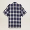 Chemise courte pour femme avec motif damier en 3D et broderies