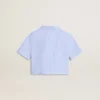 Chemise courte pour fille en coton rayé bleu clair