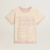 Chemise crème pour femme avec des touches de rouge délavé