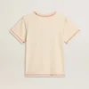 Chemise crème pour femme avec des touches de rouge délavé