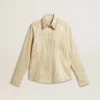 Chemise écru à rayures et cristaux brodés