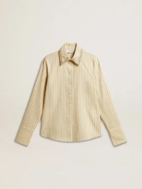 Chemise écru à rayures et cristaux brodés