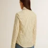 Chemise écru à rayures et cristaux brodés
