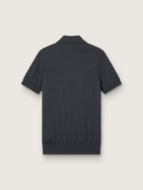 Chemise d’homme à manches courtes en laine mérinos grise