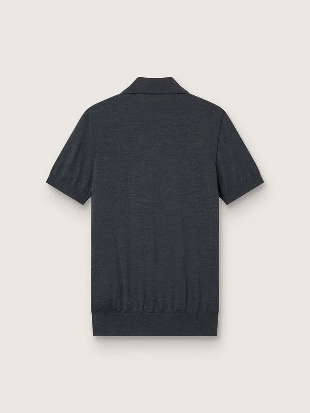Chemise d’homme à manches courtes en laine mérinos grise