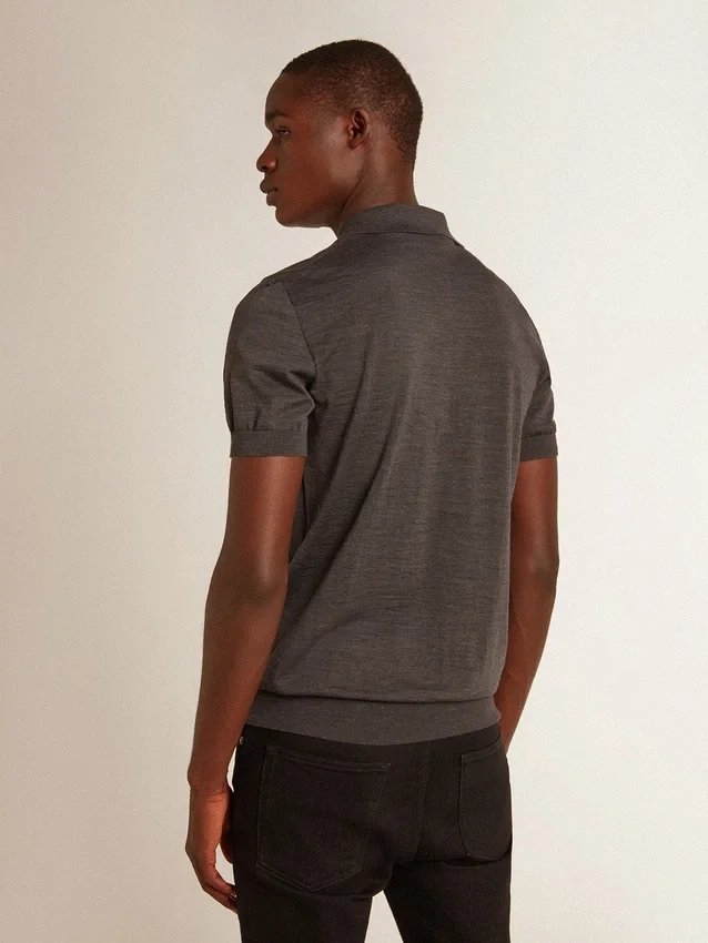 Chemise d’homme à manches courtes en laine mérinos grise