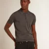 Chemise d’homme à manches courtes en laine mérinos grise