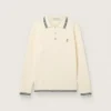 Chemise d’homme à manches longues en maille blanche avec bordures contrastées et épingle amovible
