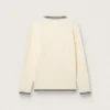 Chemise d’homme à manches longues en maille blanche avec bordures contrastées et épingle amovible