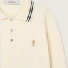 Chemise d’homme à manches longues en maille blanche avec bordures contrastées et épingle amovible