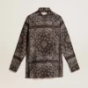 Chemise de pyjama gris anthracite à imprimé paisley