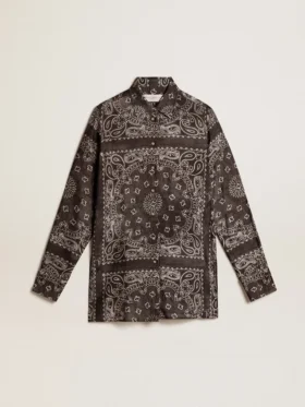 Chemise de pyjama gris anthracite à imprimé paisley
