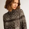 Chemise de pyjama gris anthracite à imprimé paisley