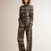 Chemise de pyjama gris anthracite à imprimé paisley