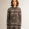 Chemise de pyjama gris anthracite à imprimé paisley