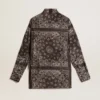 Chemise de pyjama gris anthracite à imprimé paisley