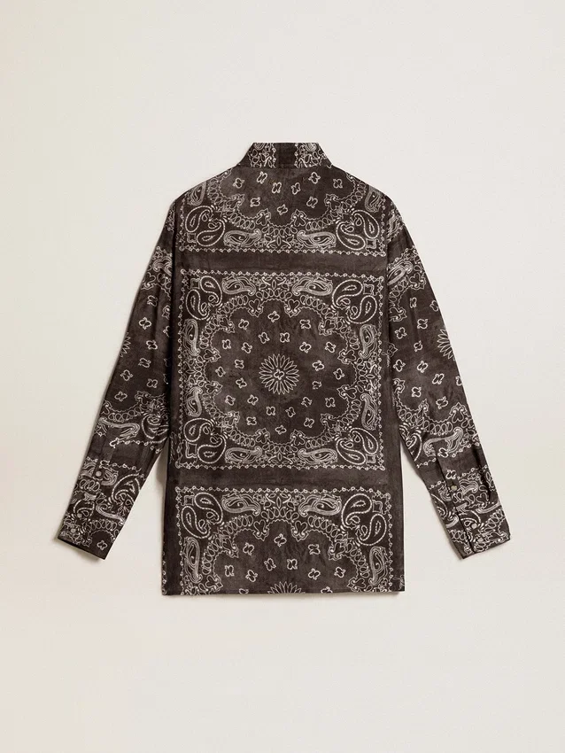Chemise de pyjama gris anthracite à imprimé paisley