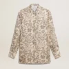 Chemise de pyjama pour femme en mélange de soie à imprimé floral
