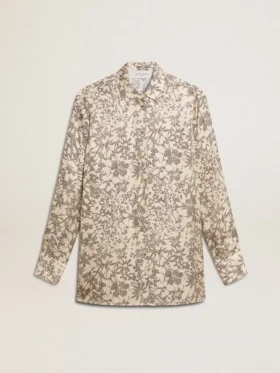 Chemise de pyjama pour femme en mélange de soie à imprimé floral