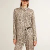 Chemise de pyjama pour femme en mélange de soie à imprimé floral