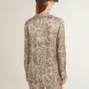 Chemise de pyjama pour femme en mélange de soie à imprimé floral