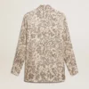 Chemise de pyjama pour femme en mélange de soie à imprimé floral