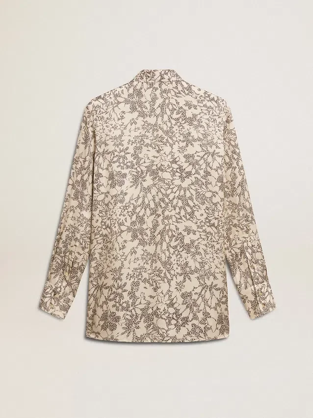 Chemise de pyjama pour femme en mélange de soie à imprimé floral