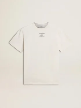 Chemise en coton blanc délavé pour femme avec inscription noire