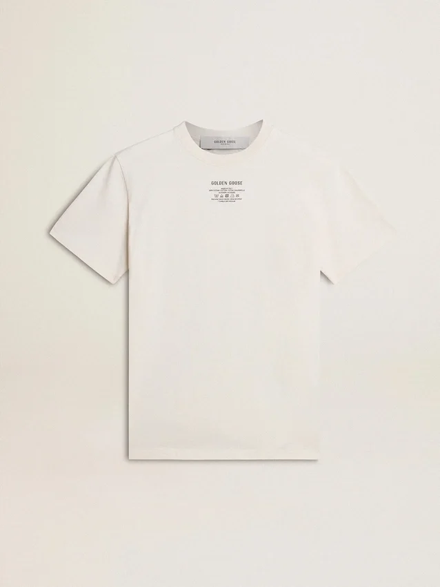 Chemise en coton blanc délavé pour femme avec inscription noire